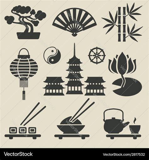 Asian icons set Royalty Free Vector Image - VectorStock