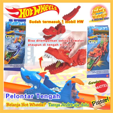 Promo Hotwheels Track Launcher Tengah Ori Hot Wheels Track Pelontar Gravity Shark Kota