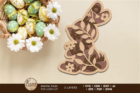 Easter Bunny Multilayer Cut Template Graphic By Lasercutano Creative