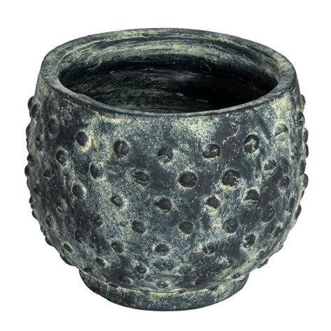 Storied Home Distressed Black Clay Round Hobnail Planter Ec1794 The Home Depot