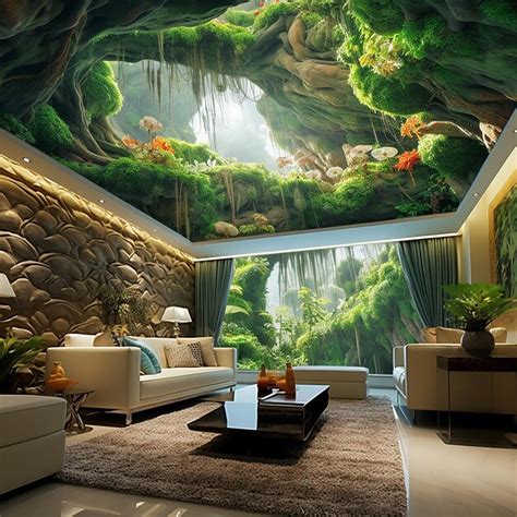 Premium Photo | 3D rendered wall painting for living room