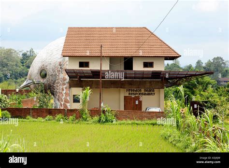 Strange Looking House Designed As Part Bird In Bali Indonesia Stock