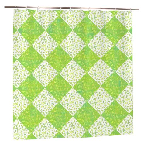 Yfyang Waterproof Bathroom Shower Curtain Green Leaf Lattice Pattern