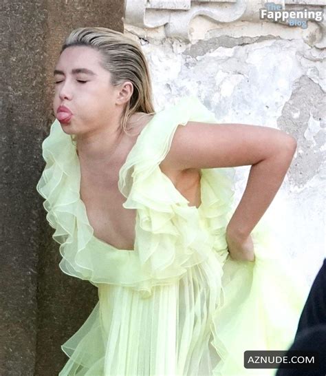 Florence Pugh Sexy Spotted Wearing A Hot Sheer Yellow Dress For Valentino Photoshoot In Rome