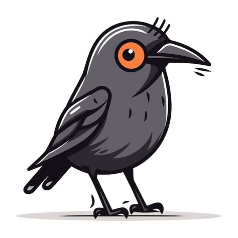 Premium Vector Cute Cartoon Crow Vector Illustration Isolated On A