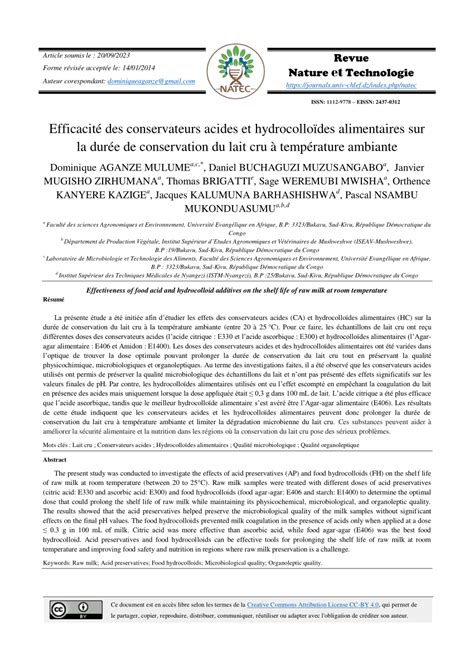 PDF Efficacité des conservateurs acides et hydrocolloïdes