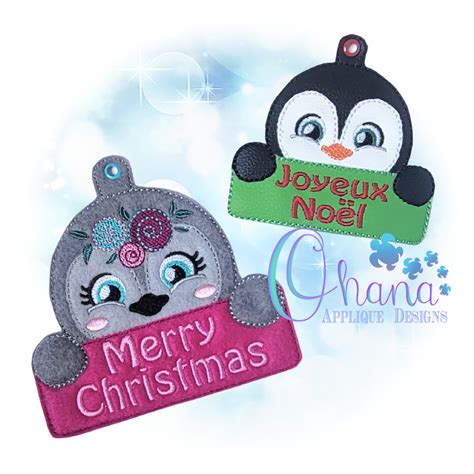Penguin Luggage Tag Design Ohana Applique Designs