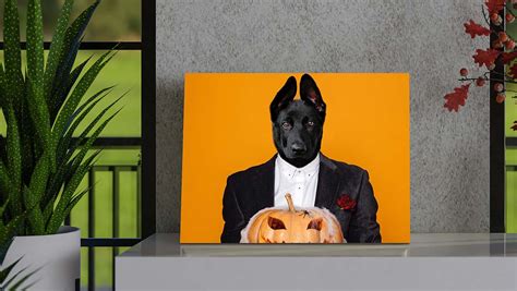 Zombie Dog Costume Portraits Funny Pet Canvas