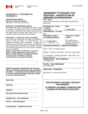 Fillable Online REQUEST FOR PROPOSAL DEMANDE DE RETOURNER LES