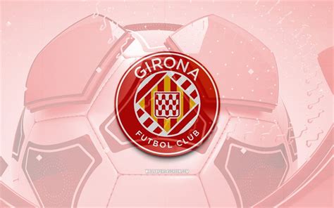 Descargar Logotipo Brillante Del Girona Fc K Fondo De F Tbol Rojo