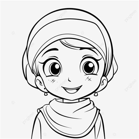 muslim girl coloring pages outline sketch drawing vector beautiful