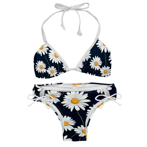 Daisy Detachable Sponge Adjustable Strap Bikini Set Two Pack Swim Suit Swimsuits One Piece