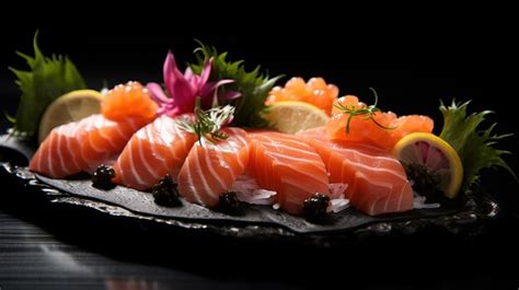 Premium AI Image | Sashimi on a plate japanese cuisine