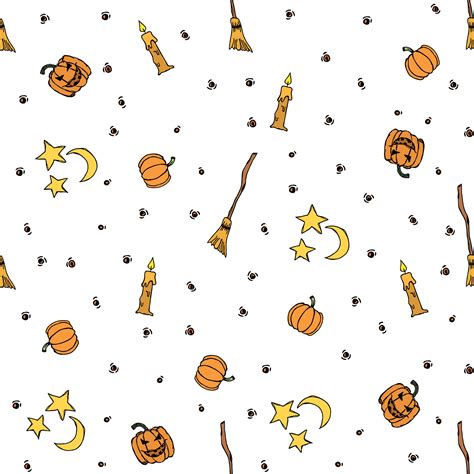 Seamless Halloween Pattern Doodle Halloween Background Vector