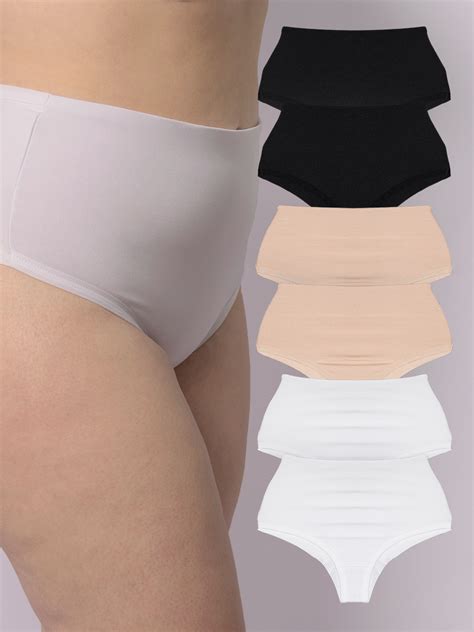 Kit Calcinhas Plus Size Cós Alto Fio Duplo Lingerie Feminina Modeladora Loja Sigh