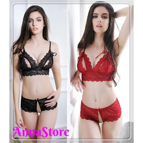 READY STOCK Anna Lingerie Open Cup Bra Set And Open Crotch Panty 2 Colors Shopee Malaysia