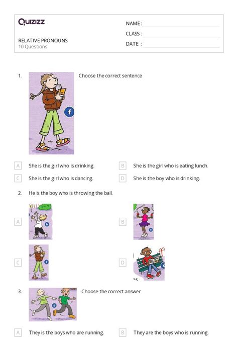 Relative Pronouns Worksheets For Rd Class On Quizizz Free