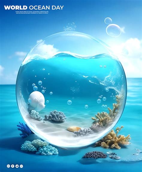 premium psd world oceans day poster design template  june psd file