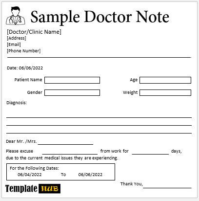 10 Free Sample Doctor Notes & Templates - Templates Hub