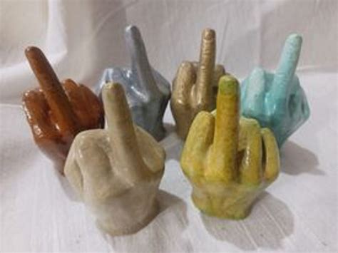 Middle Finger Concrete Statue Figurine Flip Off Fuck You Stained Custom Funny Gag Gift Popular