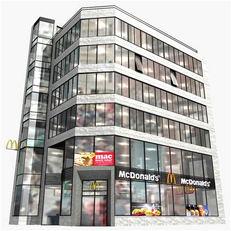 realistic modern building mcdonald s 3ds