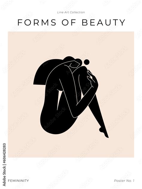 Contemporary Abstract Poster Nude Female Body Woman Silhouette Minimalist Modern Graphic