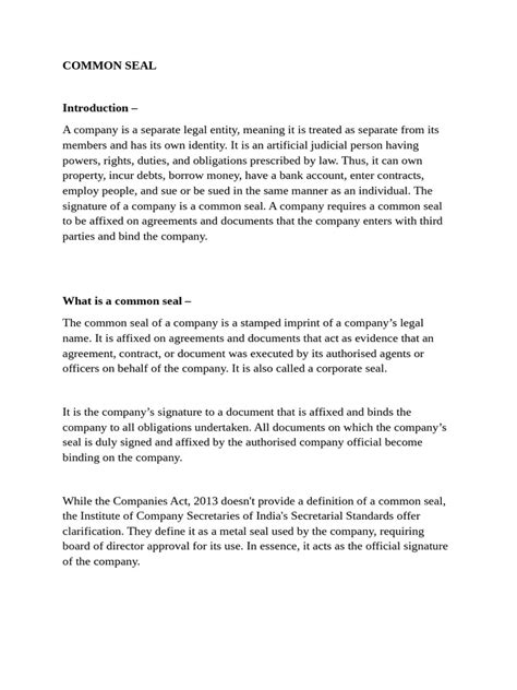 Common Seal Pdf Seal Emblem Power Of Attorney