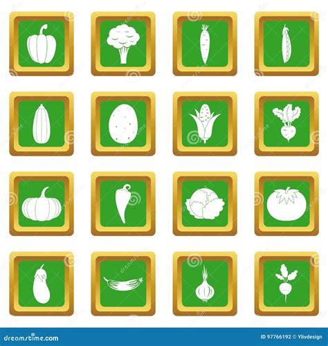 Vegetables Icons Set Green Stock Vector Illustration Of Healthy 97766192