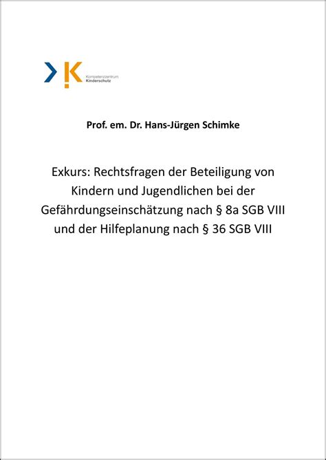 Rechtsfragen Der Beteiligung Von Kindern Und Jugendlichen Bei Der