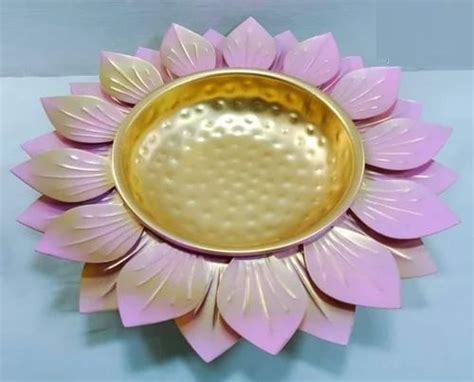 Polished Mild Steel Fancy Kamal Pooja Thali Feature Attractive