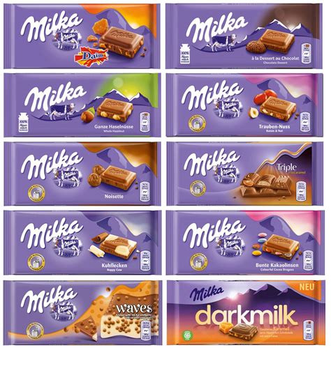 Milka Chocolate Assortment Variety Pack of 10 Full Size Bars - Randomly ...