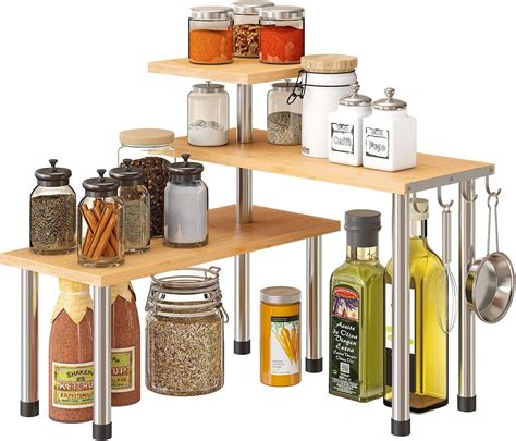 Amazon Ghwie Countertop Organizer Corner Shelf Bamboo Corner