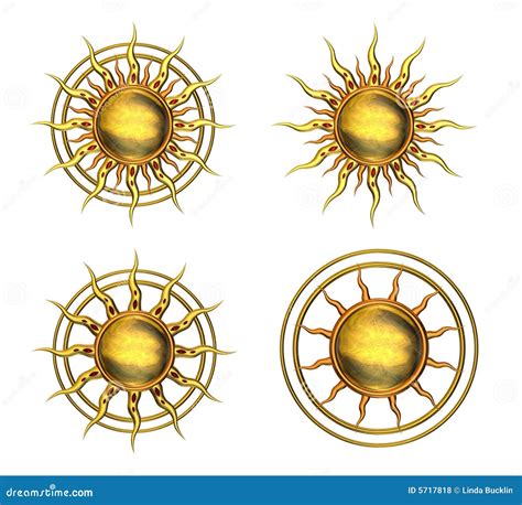 4 металлических символа солнца Иллюстрация штока - иллюстрации ...