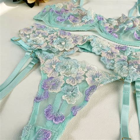 Deep Love Embroidered Floral Bra Hot Sexy Women Underwear