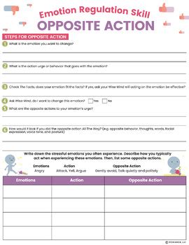 Dbt Opposite Action Worksheet Pgs Emotion Regulation Skills Dbt