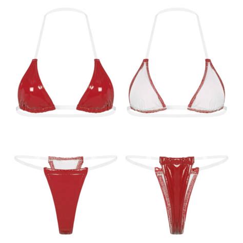 Womens Brazilian Bikini Set Shiny Metallic Swimsuit Triangle Bathing Swimwear Ebay