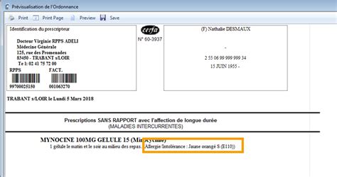 Imprimer L Alerte M Dicamenteuse En Fonction De L Allergie Et Ou De L
