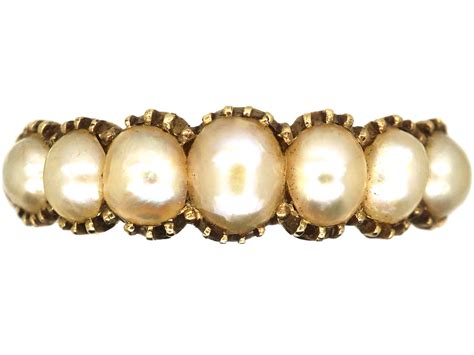 Georgian 15ct Gold Ring Set With Natural Split Pearls 19w The