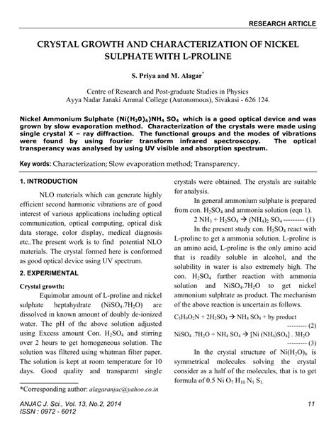 PDF S Priya And M Alagar Crystal Growth And Characterization Of