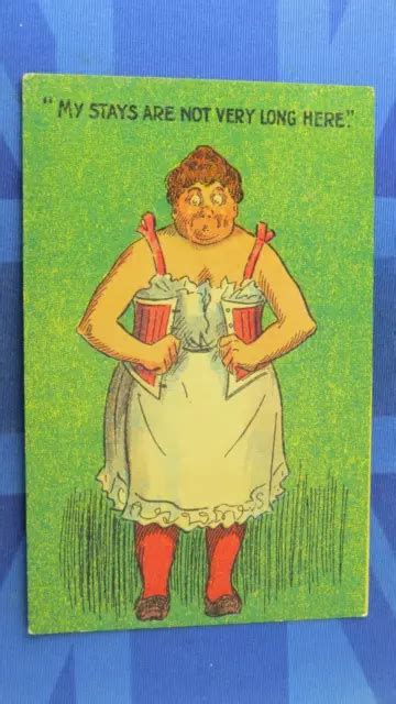 Saucy Comic Postcard S Bbw Red Corset Girdle My Stays Are Not Very Long Here Picclick Uk