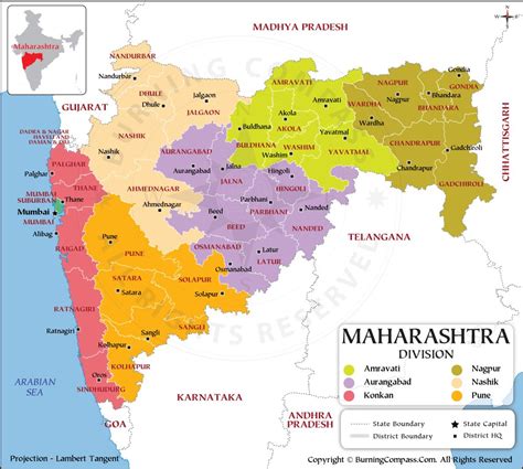 Maharashtra Division Map, Maharashtra Region Map