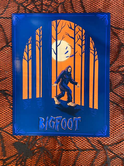 Bigfoot Art Whimsigoth Aesthetic Cryptid Wall Art Etsy