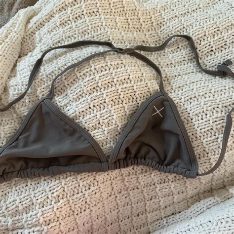 Boutine LA Gray Bikini Top Size Medium Like New Depop