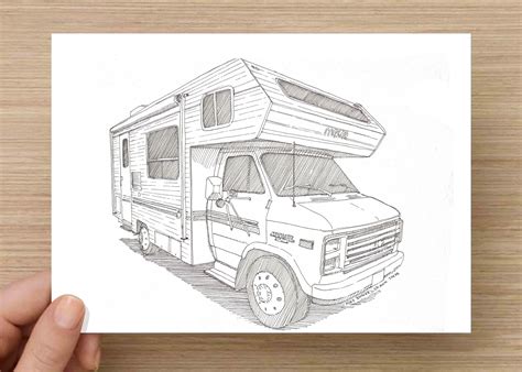 Classic Camper Rv Chevy Recreational Vehicle Camping Road Etsy