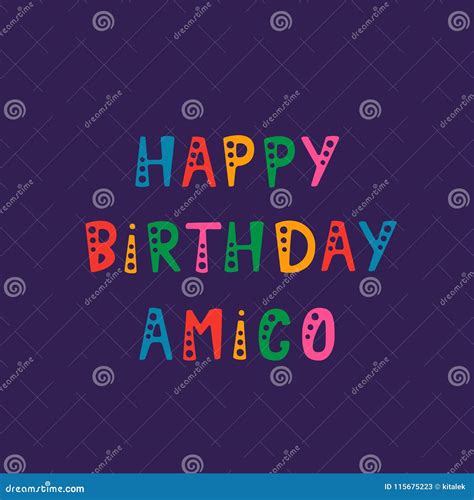 Handwritten Lettering of Happy Birthday Amigo on Purple Background ...