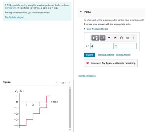 Solved A 2 0 Kg Particle Moving Along The X Axis Experiences