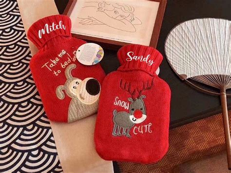Knitted Hot Water Bottle Hot Water Warmer Bag Christmas Gifts Personalised Hot Water Bottle