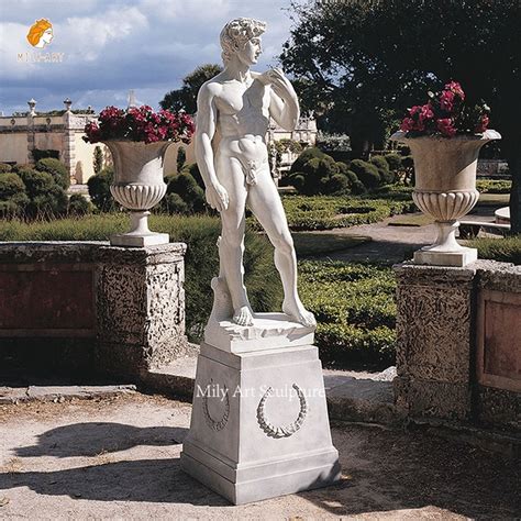 Outdoor Hand Carved Stone Famous Nude Man Statue White Marble David Sculpture Garden Statue