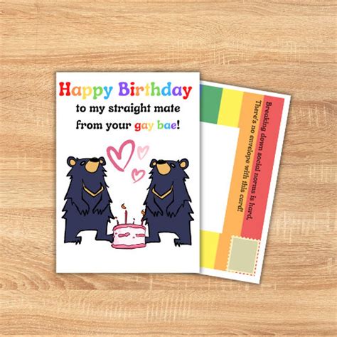Birthday Card From Gay Friend Cute Moon Bears LGBT Flag Etsy