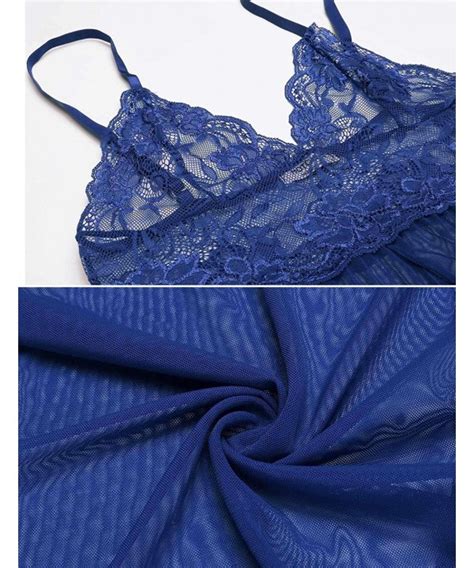 Women Nightwear Lace Babydoll Strap Chemise Sexy Open Front Lingerie Blue CX187LD04KW